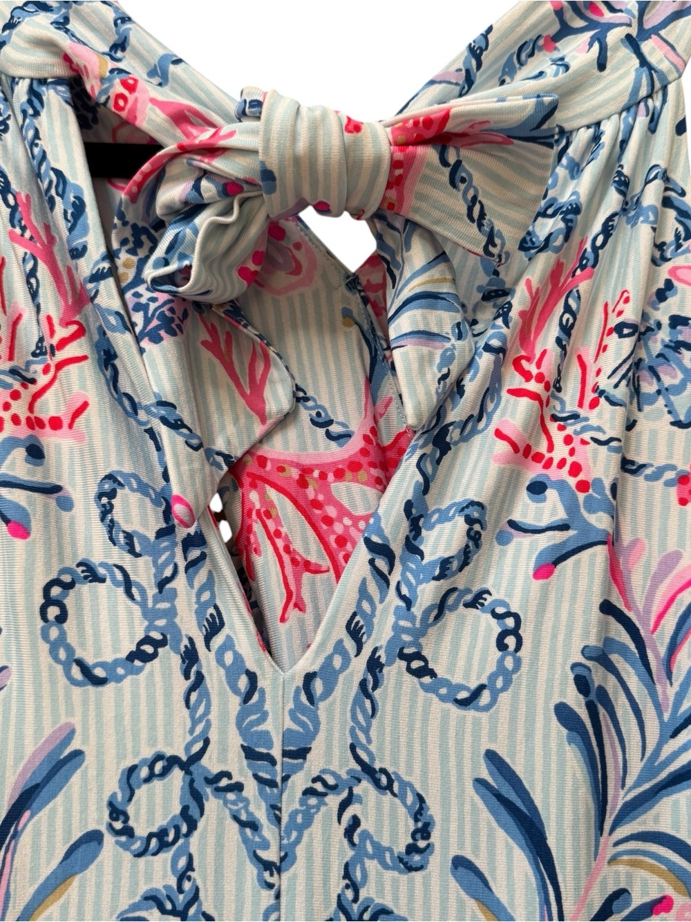 Lilly Pulitzer Montecito Halter Maxi Coastal Nautical Tiered Ruffle - Picture 6 of 8